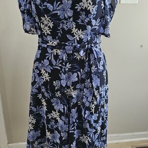 Tommy Hilfiger Blue and White Floral Midi Dress
